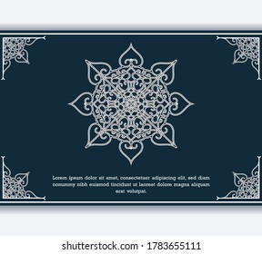 mandala background concept with blue and white color
