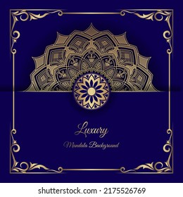 mandala background, dark blue and gold
