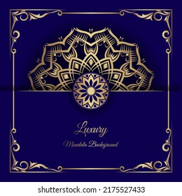 Mandala-Hintergrund, dunkelblau und golden