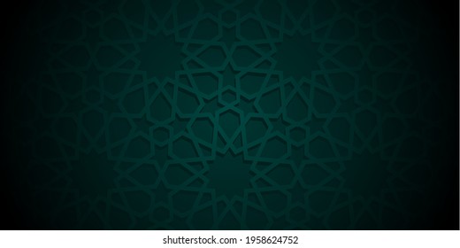 Mandala background with dark green gradations for the banner design