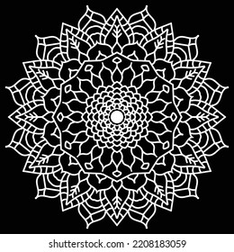 Diseño de fondo Mandala en blanco y negro.