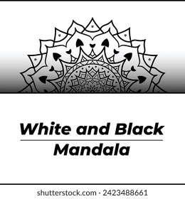 Mandala background design Black-and-white isolated vector drawing. Islamic mandala background design