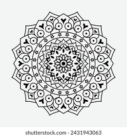 Mandala Hintergrunddesign Schwarz-Weiß isolierte Vektorzeichnung