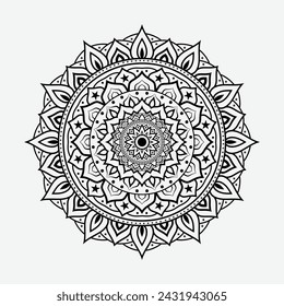 Mandala background design Black-and-white isolated vector drawing