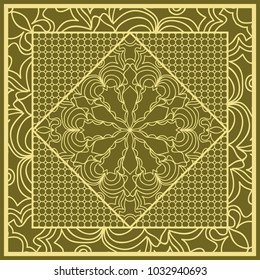 mandala background, geometric pattern with ornate lace frame. Vector illustration. for Scarf Print, Fabric, Covers, Scrapbooking, Bandana, Pareo, Shawl,