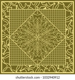 mandala background, geometric pattern with ornate lace frame. Vector illustration. for Scarf Print, Fabric, Covers, Scrapbooking, Bandana, Pareo, Shawl,