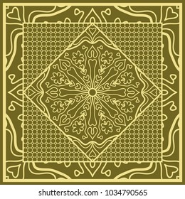 mandala background, geometric pattern with ornate lace frame. Vector illustration. for Scarf Print, Fabric, Covers, Scrapbooking, Bandana, Pareo, Shawl,