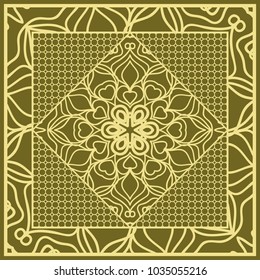 mandala background, geometric pattern with ornate lace frame. Vector illustration. for Scarf Print, Fabric, Covers, Scrapbooking, Bandana, Pareo, Shawl,