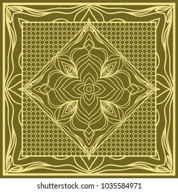 mandala background, geometric pattern with ornate lace frame. Vector illustration. for Scarf Print, Fabric, Covers, Scrapbooking, Bandana, Pareo, Shawl,