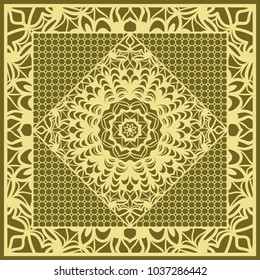 mandala background, geometric pattern with ornate lace frame. Vector illustration. for Scarf Print, Fabric, Covers, Scrapbooking, Bandana, Pareo, Shawl,