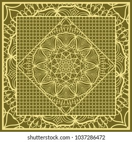 mandala background, geometric pattern with ornate lace frame. Vector illustration. for Scarf Print, Fabric, Covers, Scrapbooking, Bandana, Pareo, Shawl,