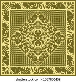 mandala background, geometric pattern with ornate lace frame. Vector illustration. for Scarf Print, Fabric, Covers, Scrapbooking, Bandana, Pareo, Shawl,