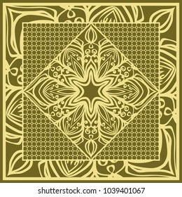 mandala background, geometric pattern with ornate lace frame. Vector illustration. for Scarf Print, Fabric, Covers, Scrapbooking, Bandana, Pareo, Shawl,