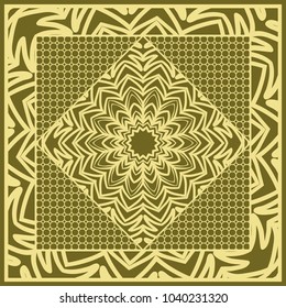 mandala background, geometric pattern with ornate lace frame. Vector illustration. for Scarf Print, Fabric, Covers, Scrapbooking, Bandana, Pareo, Shawl,