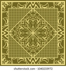 mandala background, geometric pattern with ornate lace frame. Vector illustration. for Scarf Print, Fabric, Covers, Scrapbooking, Bandana, Pareo, Shawl,