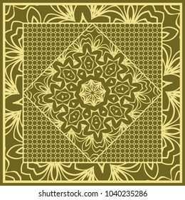 mandala background, geometric pattern with ornate lace frame. Vector illustration. for Scarf Print, Fabric, Covers, Scrapbooking, Bandana, Pareo, Shawl,