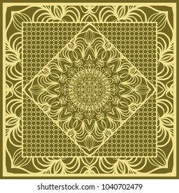 mandala background, geometric pattern with ornate lace frame. Vector illustration. for Scarf Print, Fabric, Covers, Scrapbooking, Bandana, Pareo, Shawl,