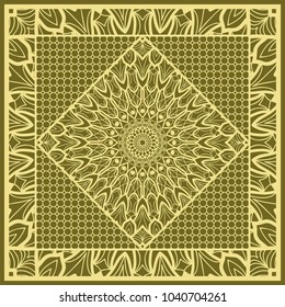 mandala background, geometric pattern with ornate lace frame. Vector illustration. for Scarf Print, Fabric, Covers, Scrapbooking, Bandana, Pareo, Shawl,