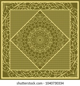 mandala background, geometric pattern with ornate lace frame. Vector illustration. for Scarf Print, Fabric, Covers, Scrapbooking, Bandana, Pareo, Shawl,
