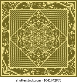 mandala background, geometric pattern with ornate lace frame. Vector illustration. for Scarf Print, Fabric, Covers, Scrapbooking, Bandana, Pareo, Shawl,