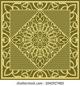 mandala background, geometric pattern with ornate lace frame. Vector illustration. for Scarf Print, Fabric, Covers, Scrapbooking, Bandana, Pareo, Shawl,