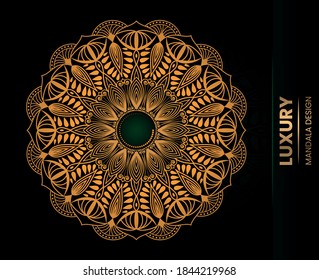 Mandala background with golden arabesque pattern Arabic Islamic east style.