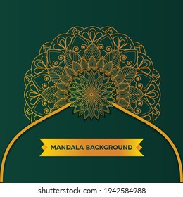 Antecedentes de Mandala con un patrón arabesco dorado estilo árabe islámico oriental