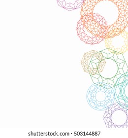Mandala background. Greeting card template. Geometric Circle shapes. Crystal border.