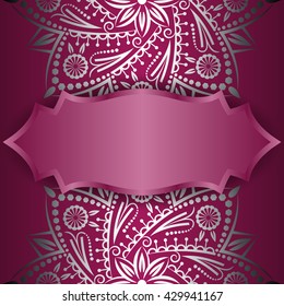 Mandala, background indian silver medallion. Pattern bohemian, decorative round ornament element. Abstract vintage art flower. Tribal, yoga vector design