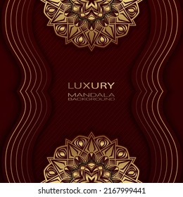 mandala background, maroon and gold