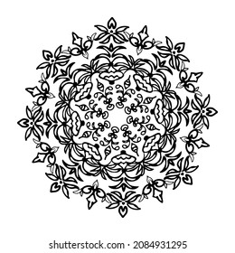 Mandala background ornament for coloring page, decoration for yoga ,spa.Vector black and white background, isolate on white background