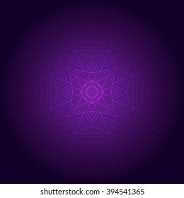 mandala background - purple geometric mandala on a black background. vector illustration
