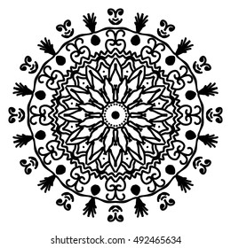 Mandala background. Round ethnic ornament. Coloring book for adult.
