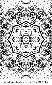 Mandala background. Round Ornament.. Coloring book for adults. Oriental zentangle pattern, vector illustration. Islam and Arabic and Indian and turkish and pakistan, and chinese, ottoman motifs.