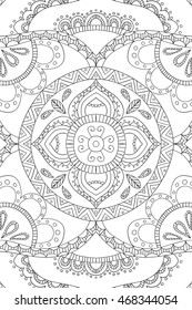 Mandala background. Round Ornament.. Coloring book for adults. Oriental pattern, vector illustration. Islam and Arabic and Indian and turkish and pakistan, and chinese, ottoman motifs.