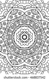 Mandala background. Round Ornament.. Coloring book for adults. Oriental pattern, vector illustration. Islam and Arabic and Indian and turkish and pakistan, and chinese, ottoman motifs.