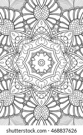Mandala background. Round Ornament.. Coloring book for adults. Oriental pattern, vector illustration. Islam and Arabic and Indian and turkish and pakistan, and chinese, ottoman motifs.