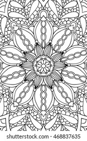 Mandala background. Round Ornament.. Coloring book for adults. Oriental pattern, vector illustration. Islam and Arabic and Indian and turkish and pakistan, and chinese, ottoman motifs.
