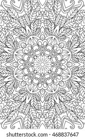 Mandala background. Round Ornament.. Coloring book for adults. Oriental pattern, vector illustration. Islam and Arabic and Indian and turkish and pakistan, and chinese, ottoman motifs.