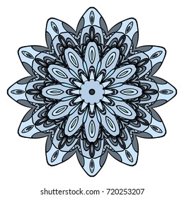 Mandala background in turquoise colors. Vintage decorative elements. Oriental pattern. Vector illustration