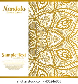 Mandala background. Vintage decorative element. Ethnic gold round ornament