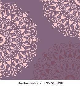 Antecedentes de Mandala. Diseño de época con adorno redondo, medallón indio decorativo, elemento floral abstracto. Diseño vectorial Henna