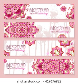 Mandala. Backgrounds set for design. Vector artwork. Ethnic, hand drawn. Islam, Arabic, Indian, ottoman motifs.