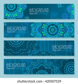 Mandala. Backgrounds set for design. Vector artwork. Ethnic, hand drawn. Islam, Arabic, Indian, ottoman motifs.