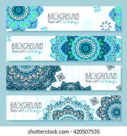 Mandala. Backgrounds set for design. Vector artwork. Ethnic, hand drawn. Islam, Arabic, Indian, ottoman motifs.