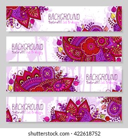 Mandala. Backgrounds set for design. Vector artwork. Ethnic, hand drawn. Islam, Arabic, Indian, ottoman motifs.