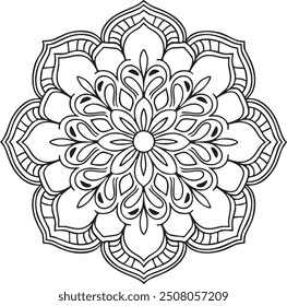 mandala with a balanced, symmetrical design. a central floral vector art illustration