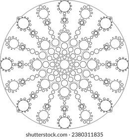 Mandala of balls of various sizes to color.