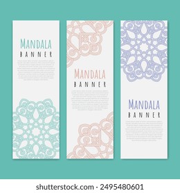 Mandala banner. Business card. Vintage decorative elements. - Vector.