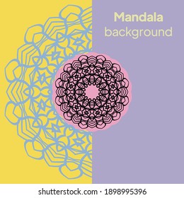 Mandala banner. Decorative flower mandala background with place for text. Vector illustration